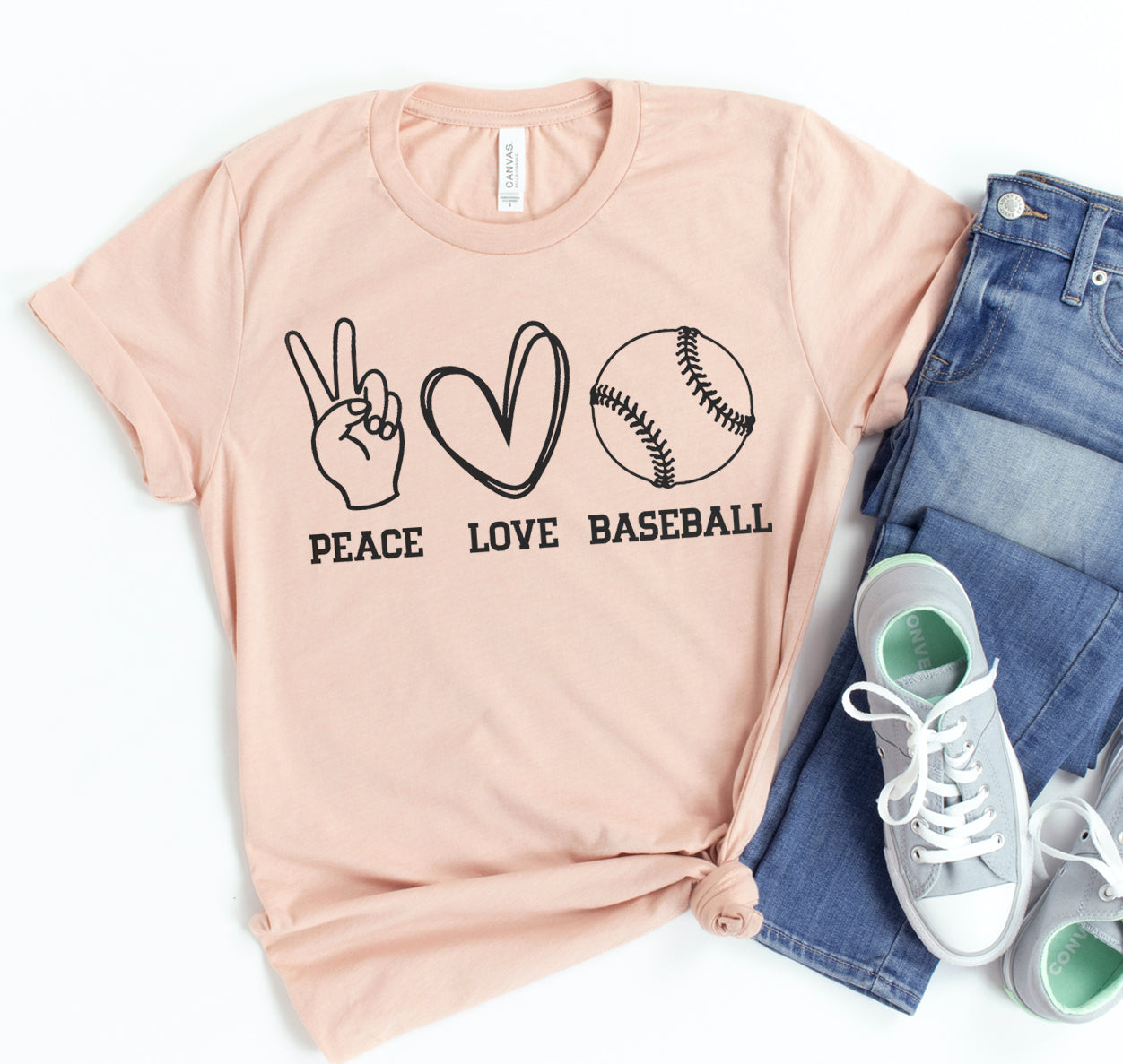 Peace Love Baseball T-shirt
